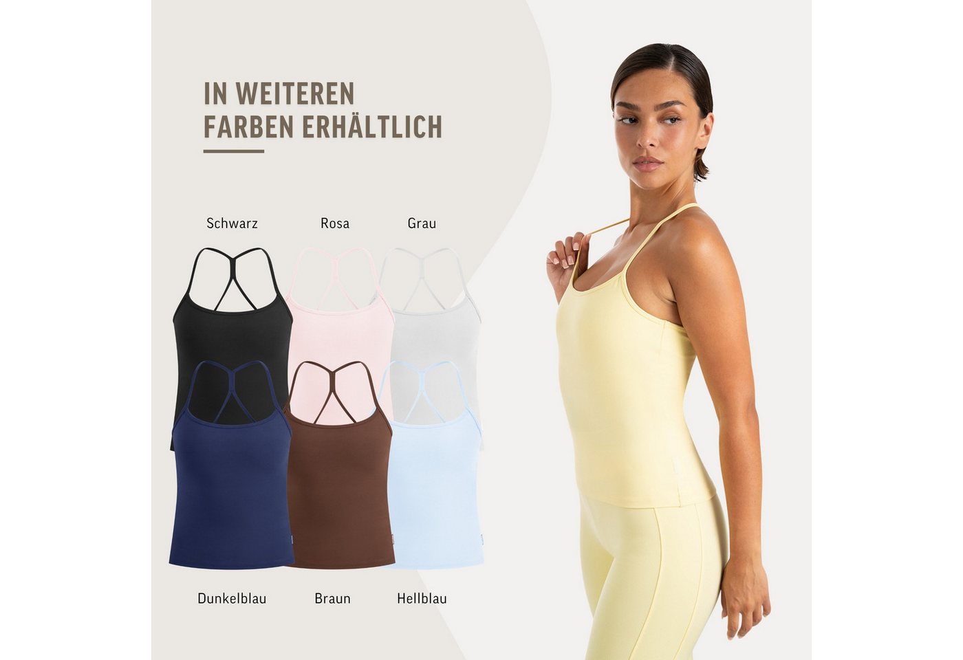 Smilodox Tanktop Lunara Damen, Sommertop, Slim Fit, mit Rundhals, für Gym & Alltag Stretch-Komfort, Elastisches Design, Körpernahe Passform, Gymwear – Bild 4 von 5