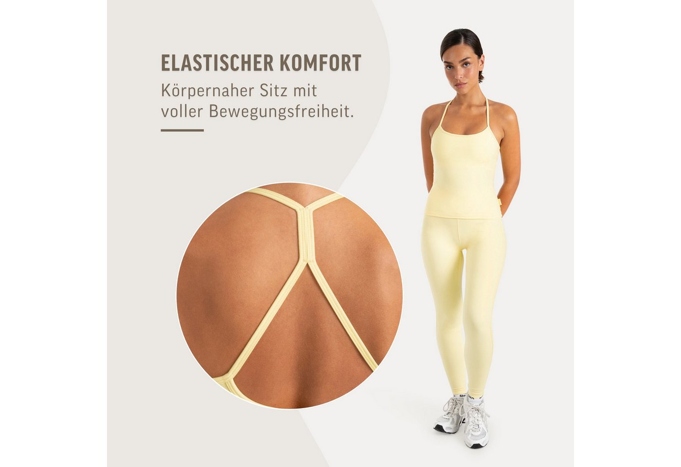 Smilodox Tanktop Lunara Damen, Sommertop, Slim Fit, mit Rundhals, für Gym & Alltag Stretch-Komfort, Elastisches Design, Körpernahe Passform, Gymwear – Bild 5 von 5