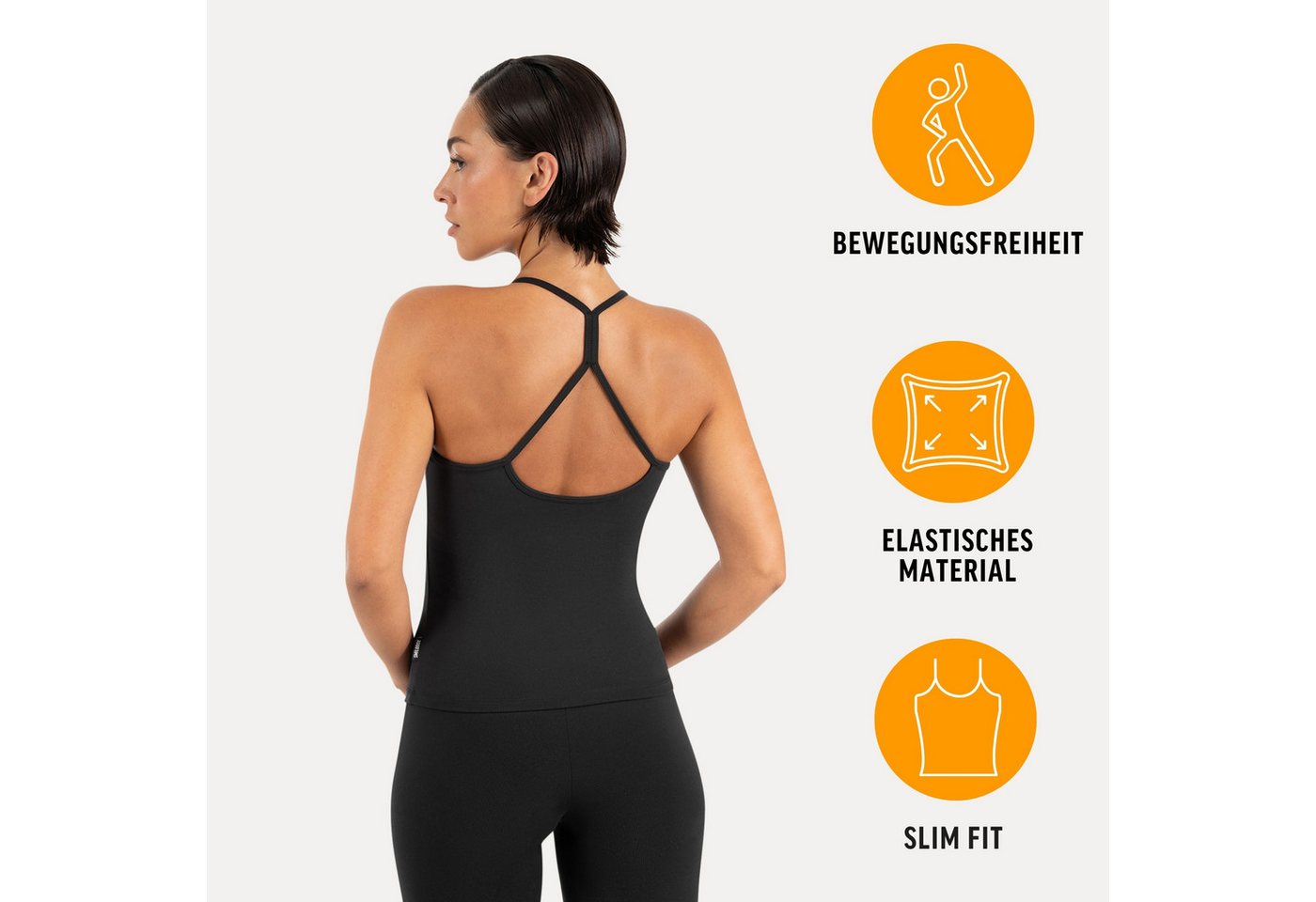 Smilodox Tanktop Lunara Damen, Sommertop, Slim Fit, mit Rundhals, für Gym & Alltag Stretch-Komfort, Elastisches Design, Körpernahe Passform, Gymwear – Bild 2 von 5