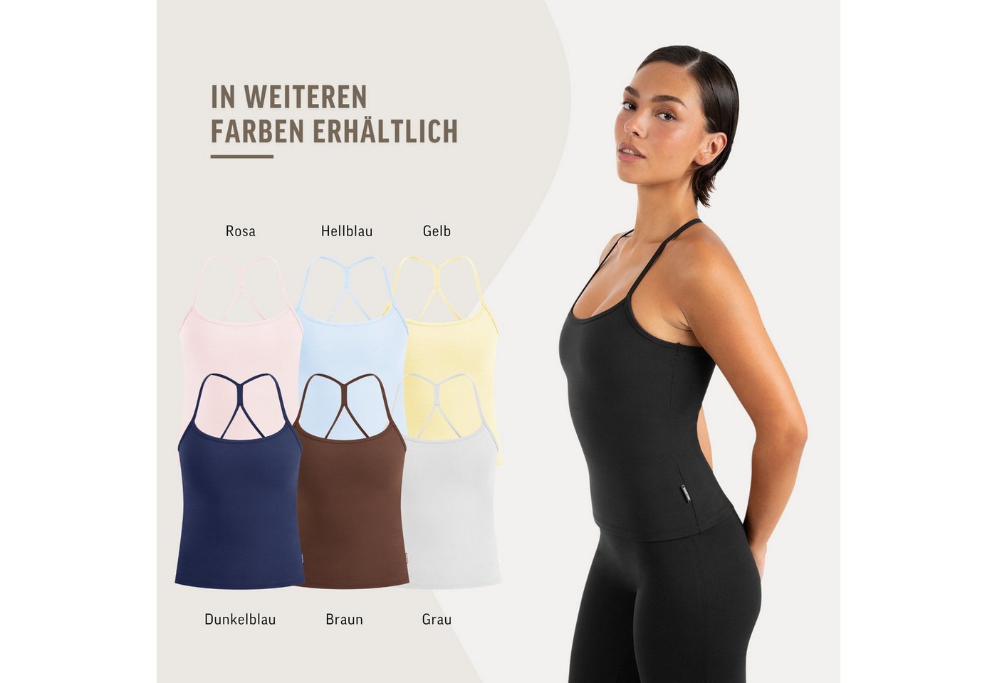 Smilodox Tanktop Lunara Damen, Sommertop, Slim Fit, mit Rundhals, für Gym & Alltag Stretch-Komfort, Elastisches Design, Körpernahe Passform, Gymwear – Bild 4 von 5