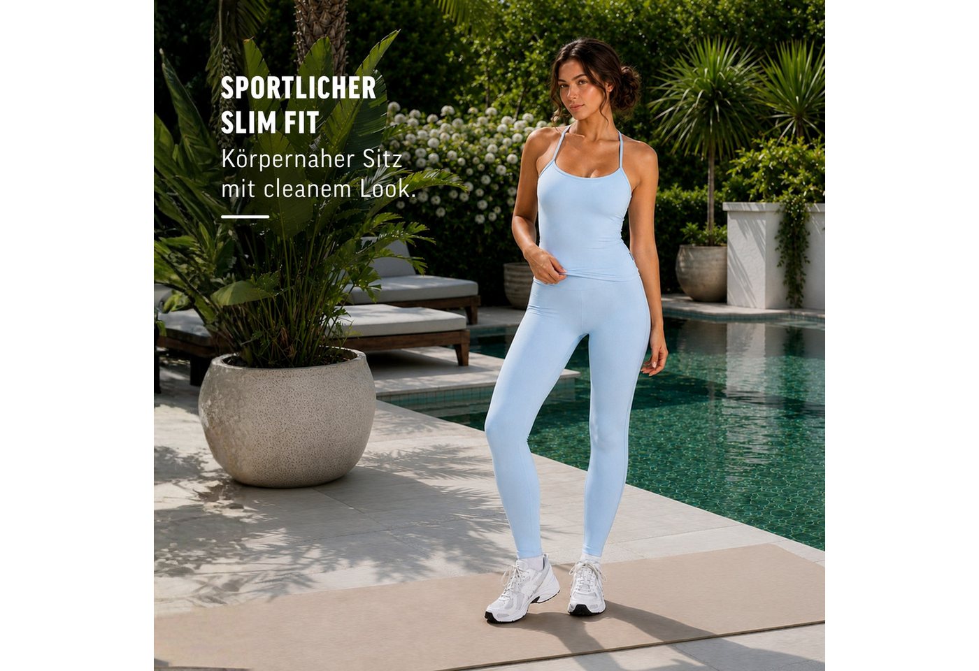 Smilodox Tanktop Lunara Damen, Sommertop, Slim Fit, mit Rundhals, für Gym & Alltag Stretch-Komfort, Elastisches Design, Körpernahe Passform, Gymwear – Bild 3 von 5