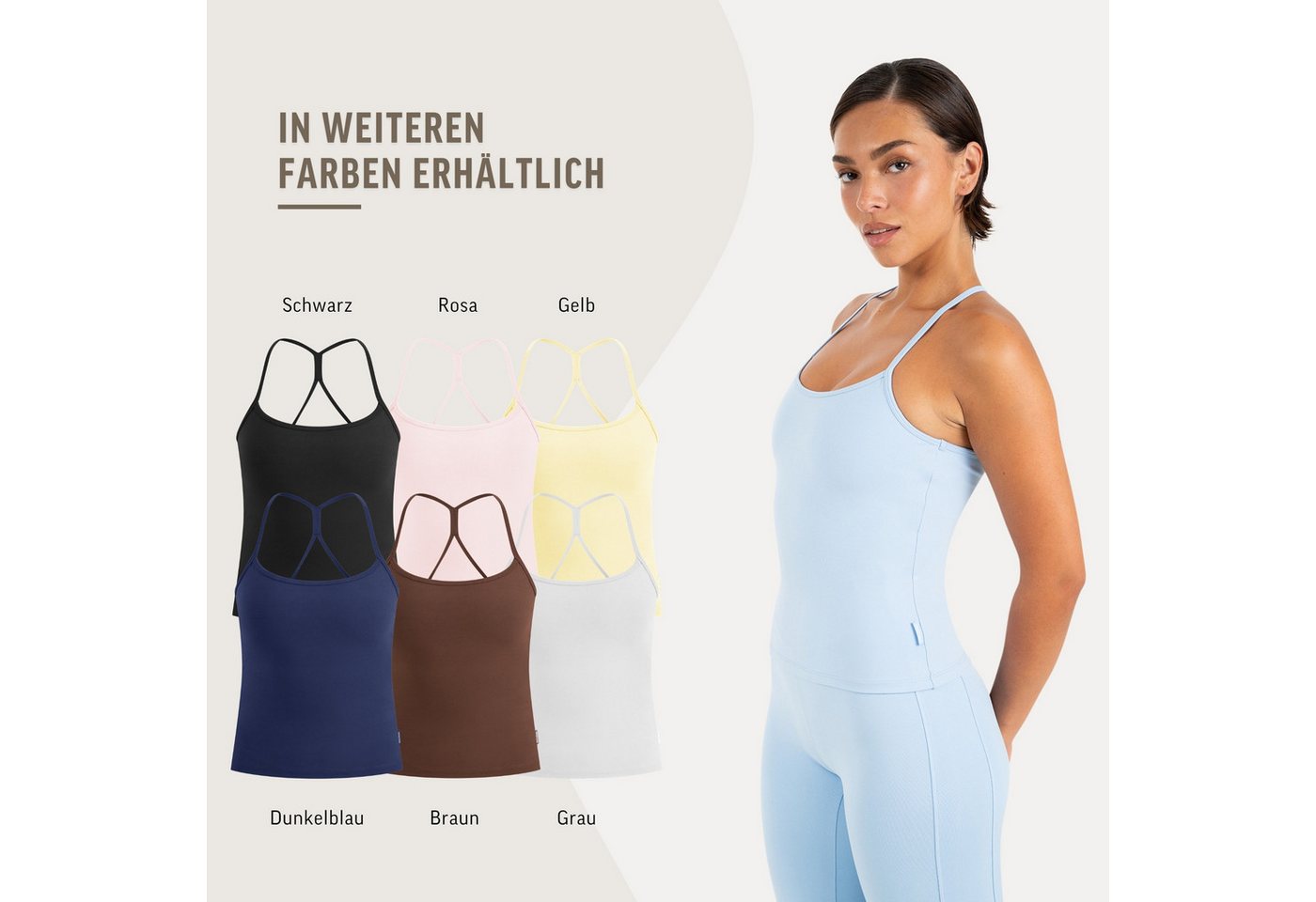 Smilodox Tanktop Lunara Damen, Sommertop, Slim Fit, mit Rundhals, für Gym & Alltag Stretch-Komfort, Elastisches Design, Körpernahe Passform, Gymwear – Bild 4 von 5