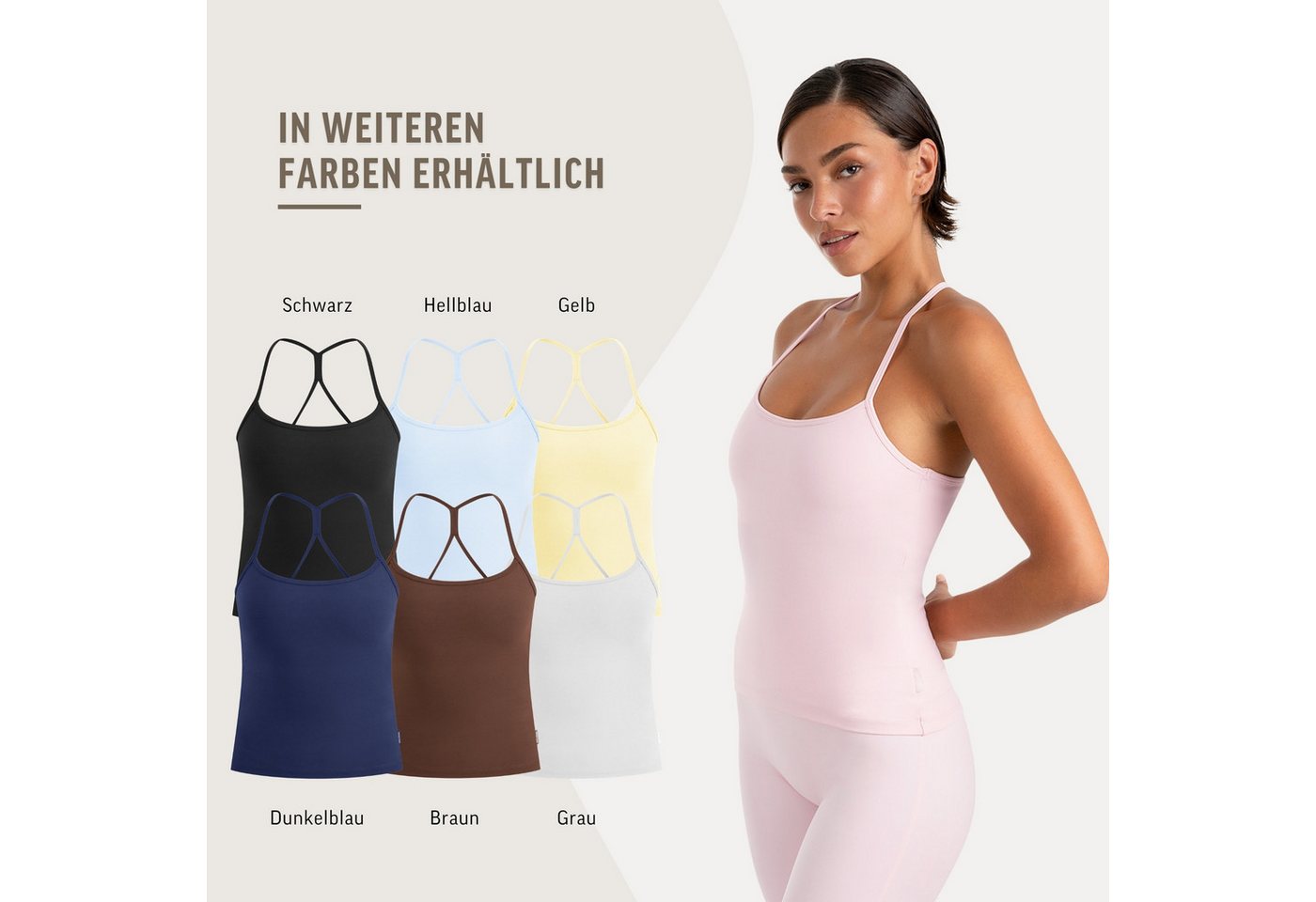 Smilodox Tanktop Lunara Damen, Sommertop, Slim Fit, mit Rundhals, für Gym & Alltag Stretch-Komfort, Elastisches Design, Körpernahe Passform, Gymwear – Bild 4 von 5