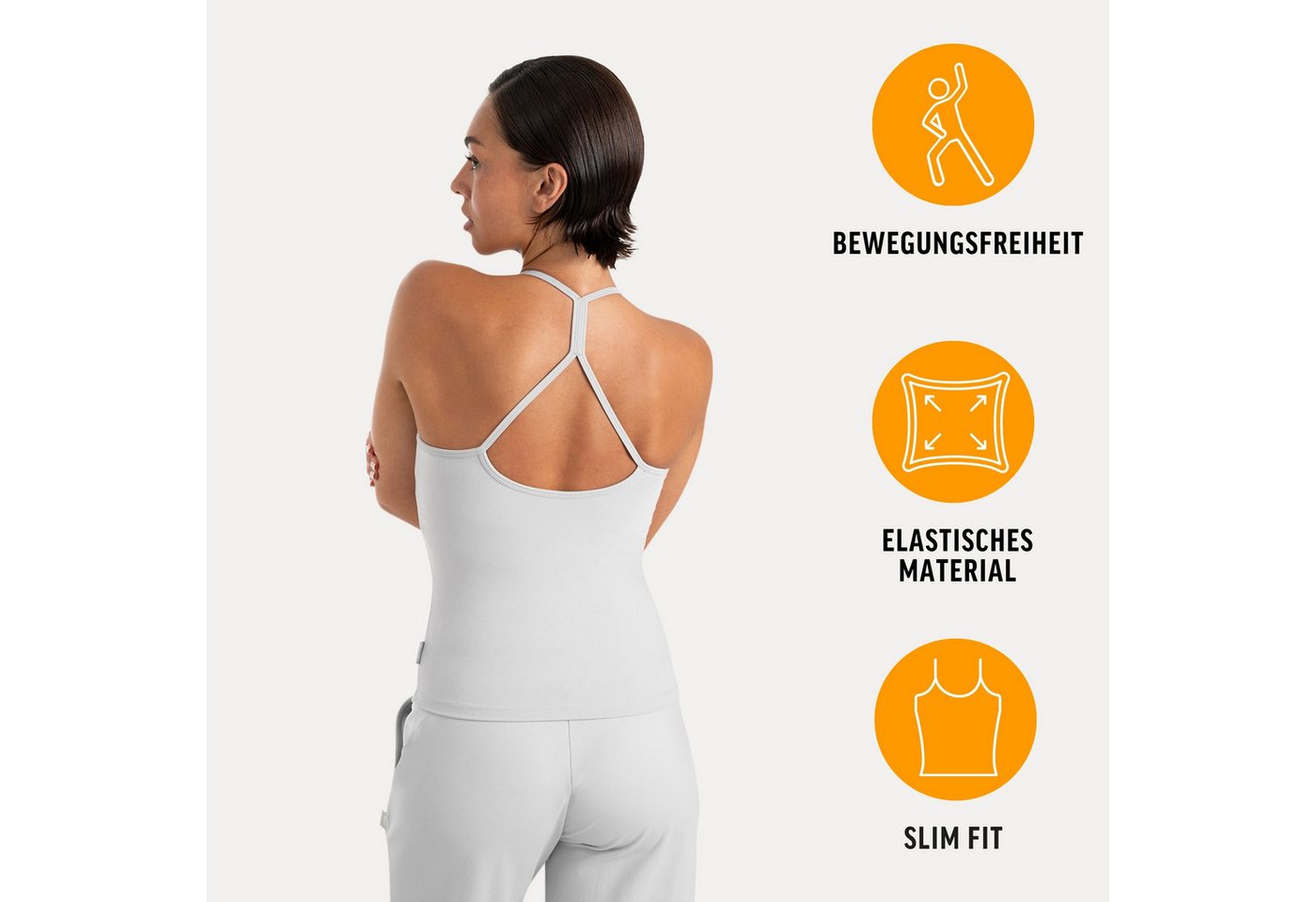 Smilodox Tanktop Lunara Damen, Sommertop, Slim Fit, mit Rundhals, für Gym & Alltag Stretch-Komfort, Elastisches Design, Körpernahe Passform, Gymwear – Bild 2 von 5