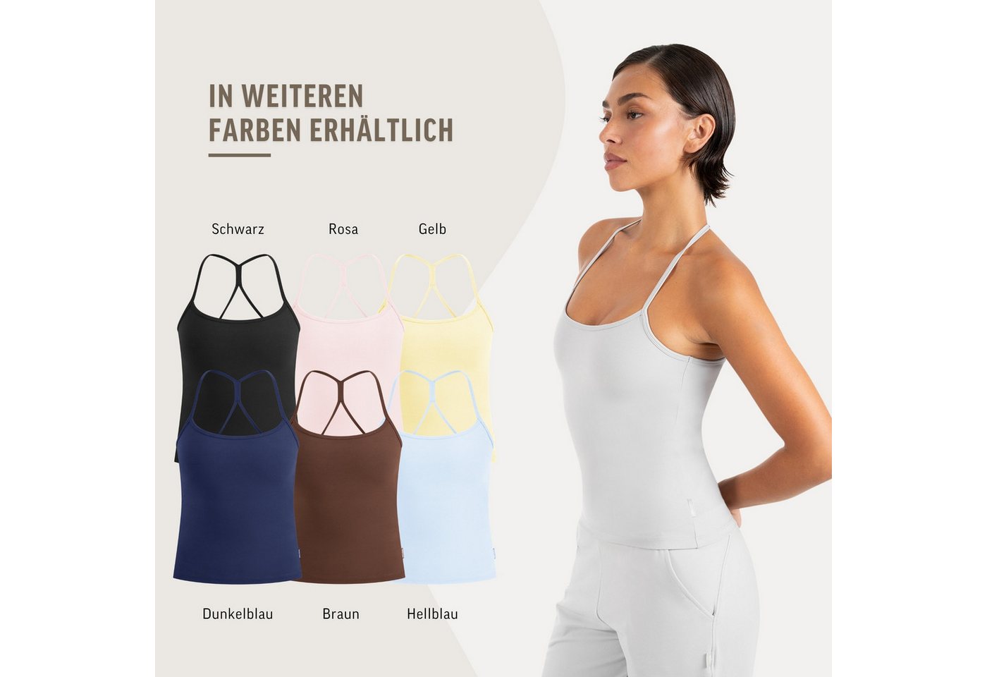 Smilodox Tanktop Lunara Damen, Sommertop, Slim Fit, mit Rundhals, für Gym & Alltag Stretch-Komfort, Elastisches Design, Körpernahe Passform, Gymwear – Bild 4 von 5