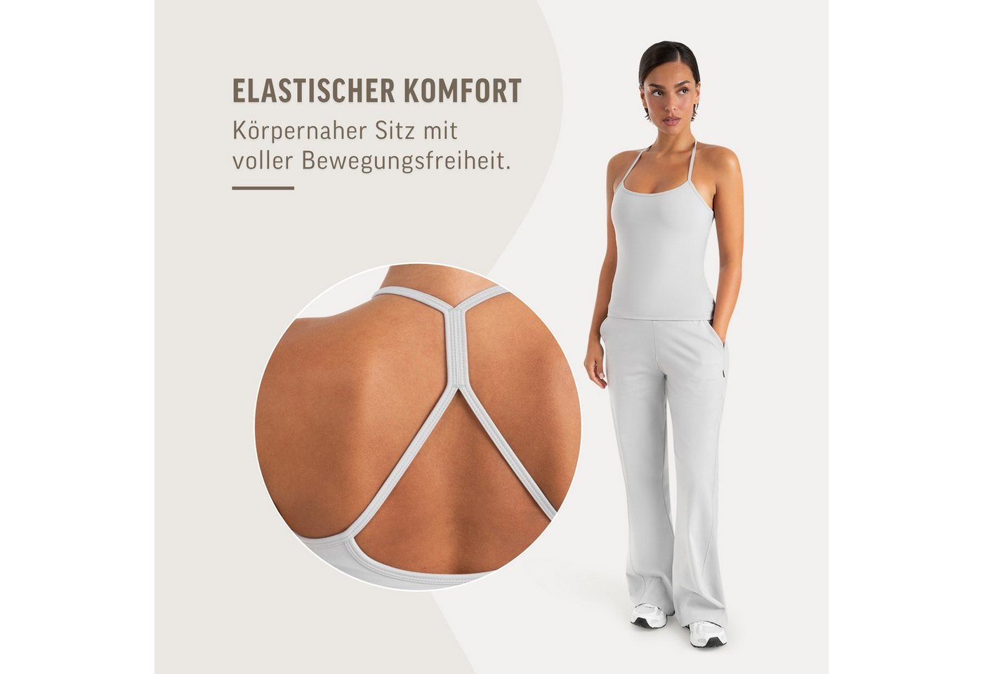 Smilodox Tanktop Lunara Damen, Sommertop, Slim Fit, mit Rundhals, für Gym & Alltag Stretch-Komfort, Elastisches Design, Körpernahe Passform, Gymwear – Bild 5 von 5