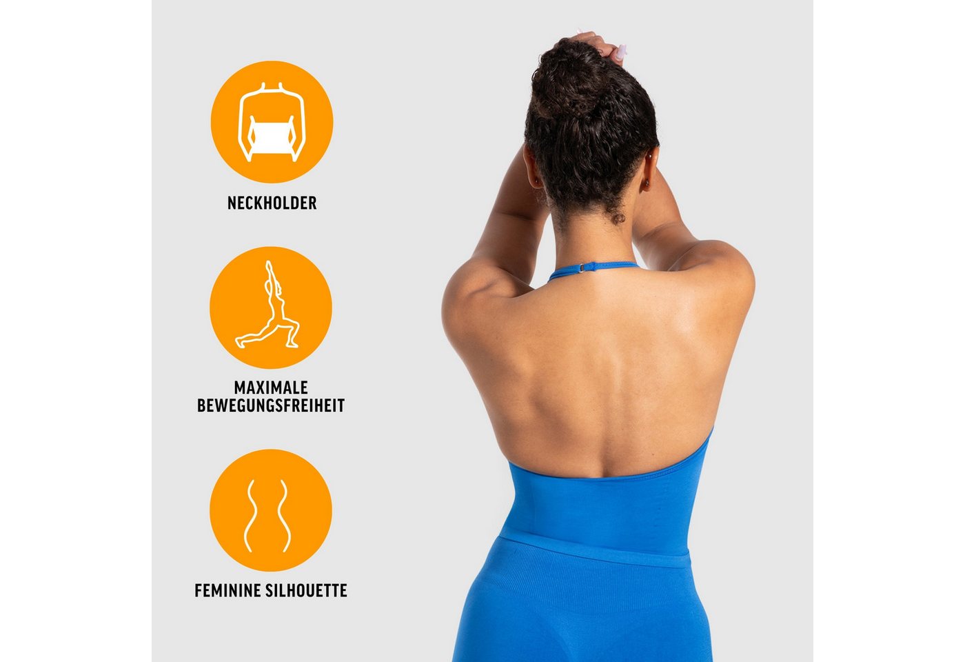 Smilodox Tanktop Malena, Crop Neckholder Sporttop, Ringdetails, Rückenfrei Tanktop nahtlos figurbetont, Sport Freizeit Yoga stylische Looks – Bild 2 von 5