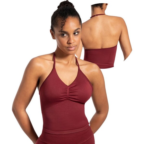 Smilodox Tanktop Malena, Crop Neckholder Sporttop, Ringdetails, Rückenfrei Tanktop nahtlos figurbetont, Sport Freizeit Yoga stylische Looks