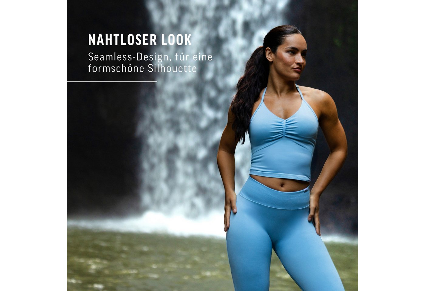 Smilodox Tanktop Malena, Crop Neckholder Sporttop, Ringdetails, Rückenfrei Tanktop nahtlos figurbetont, Sport Freizeit Yoga stylische Looks – Bild 3 von 5