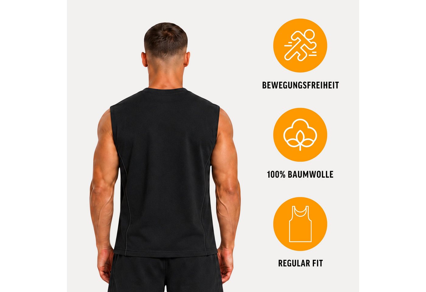 Smilodox Tanktop Torvano Herren, Gym Oberteil, Regular Fit, Rundhals, Fitness lässiger Schnitt, angenehmes Material, Gymwear, Training – Bild 2 von 5