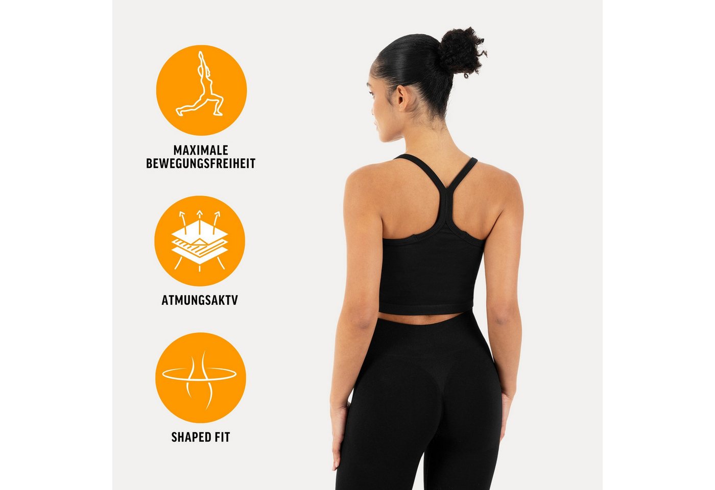 Smilodox Tanktop Vonda, Crop Top Damen, Sport-Top für Gym,Yoga & Freizeit Racerback, Seamless, Shaped Fit, Rundhals, atmungsaktiv – Bild 2 von 5