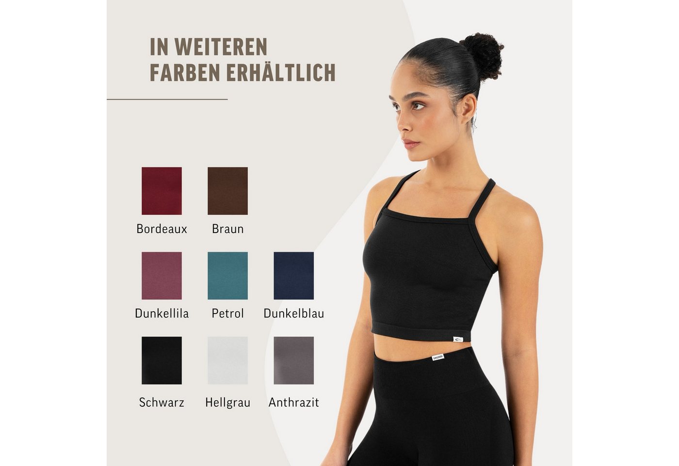 Smilodox Tanktop Vonda, Crop Top Damen, Sport-Top für Gym,Yoga & Freizeit Racerback, Seamless, Shaped Fit, Rundhals, atmungsaktiv – Bild 4 von 5