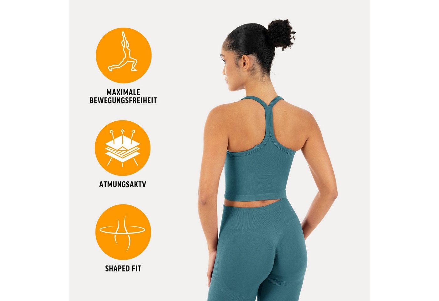 Smilodox Tanktop Vonda, Crop Top Damen, Sport-Top für Gym,Yoga & Freizeit Racerback, Seamless, Shaped Fit, Rundhals, atmungsaktiv – Bild 2 von 5