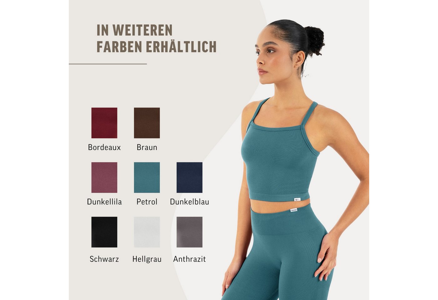 Smilodox Tanktop Vonda, Crop Top Damen, Sport-Top für Gym,Yoga & Freizeit Racerback, Seamless, Shaped Fit, Rundhals, atmungsaktiv – Bild 4 von 5