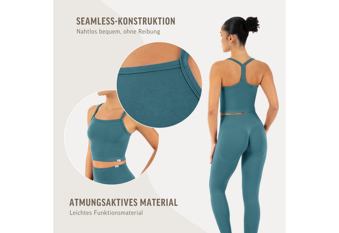 Smilodox Tanktop Vonda, Crop Top Damen, Sport-Top für Gym,Yoga & Freizeit Racerback, Seamless, Shaped Fit, Rundhals, atmungsaktiv – Bild 5 von 5