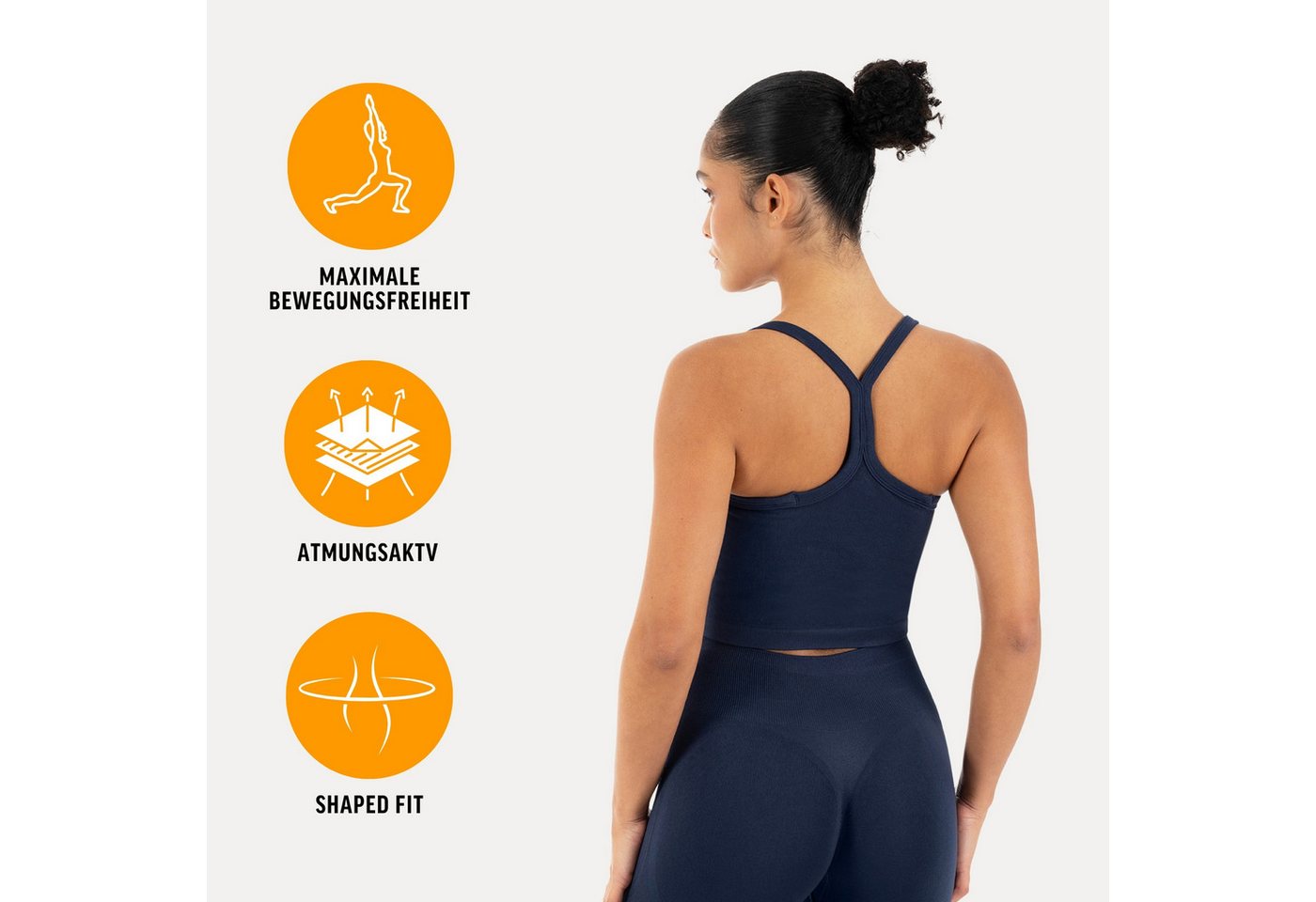 Smilodox Tanktop Vonda, Crop Top Damen, Sport-Top für Gym,Yoga & Freizeit Racerback, Seamless, Shaped Fit, Rundhals, atmungsaktiv – Bild 2 von 5
