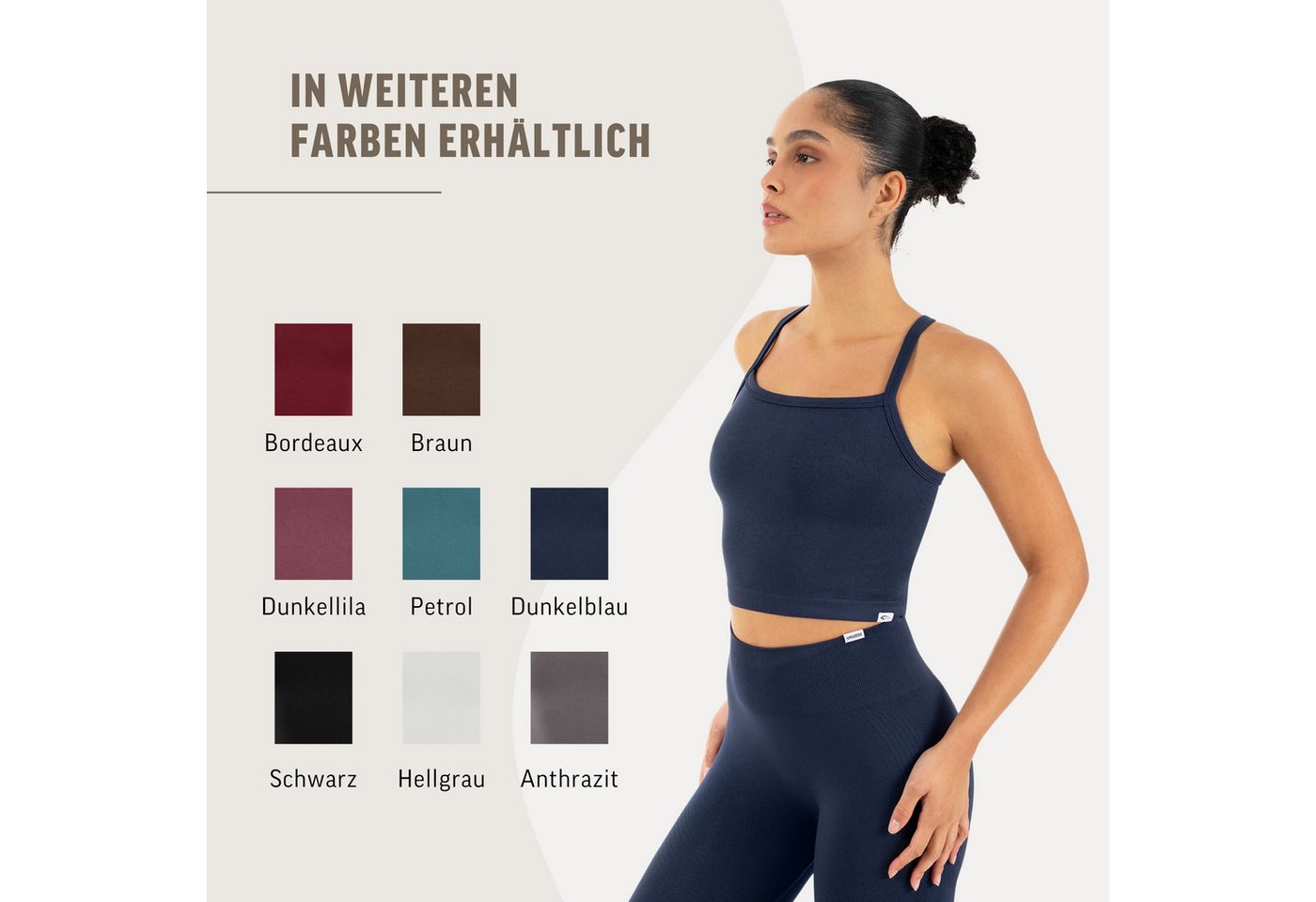 Smilodox Tanktop Vonda, Crop Top Damen, Sport-Top für Gym,Yoga & Freizeit Racerback, Seamless, Shaped Fit, Rundhals, atmungsaktiv – Bild 4 von 5