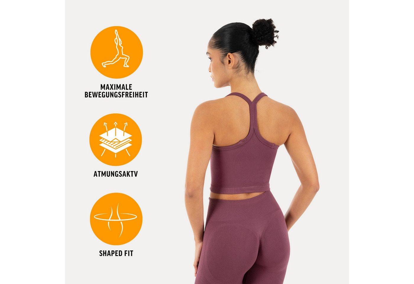 Smilodox Tanktop Vonda, Crop Top Damen, Sport-Top für Gym,Yoga & Freizeit Racerback, Seamless, Shaped Fit, Rundhals, atmungsaktiv – Bild 2 von 5