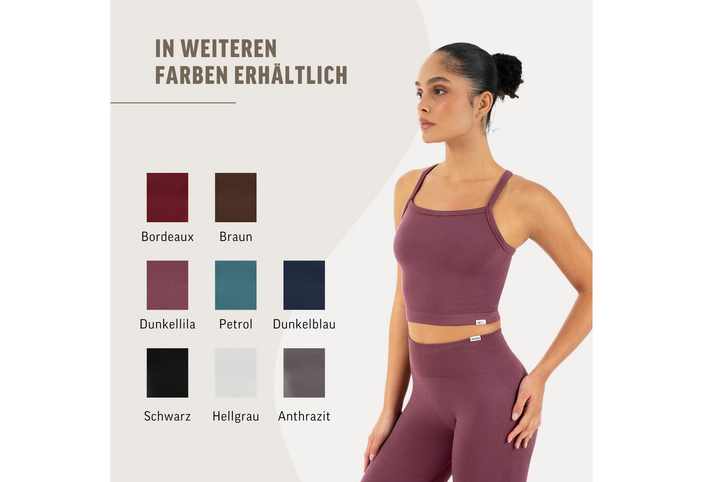 Smilodox Tanktop Vonda, Crop Top Damen, Sport-Top für Gym,Yoga & Freizeit Racerback, Seamless, Shaped Fit, Rundhals, atmungsaktiv – Bild 4 von 5
