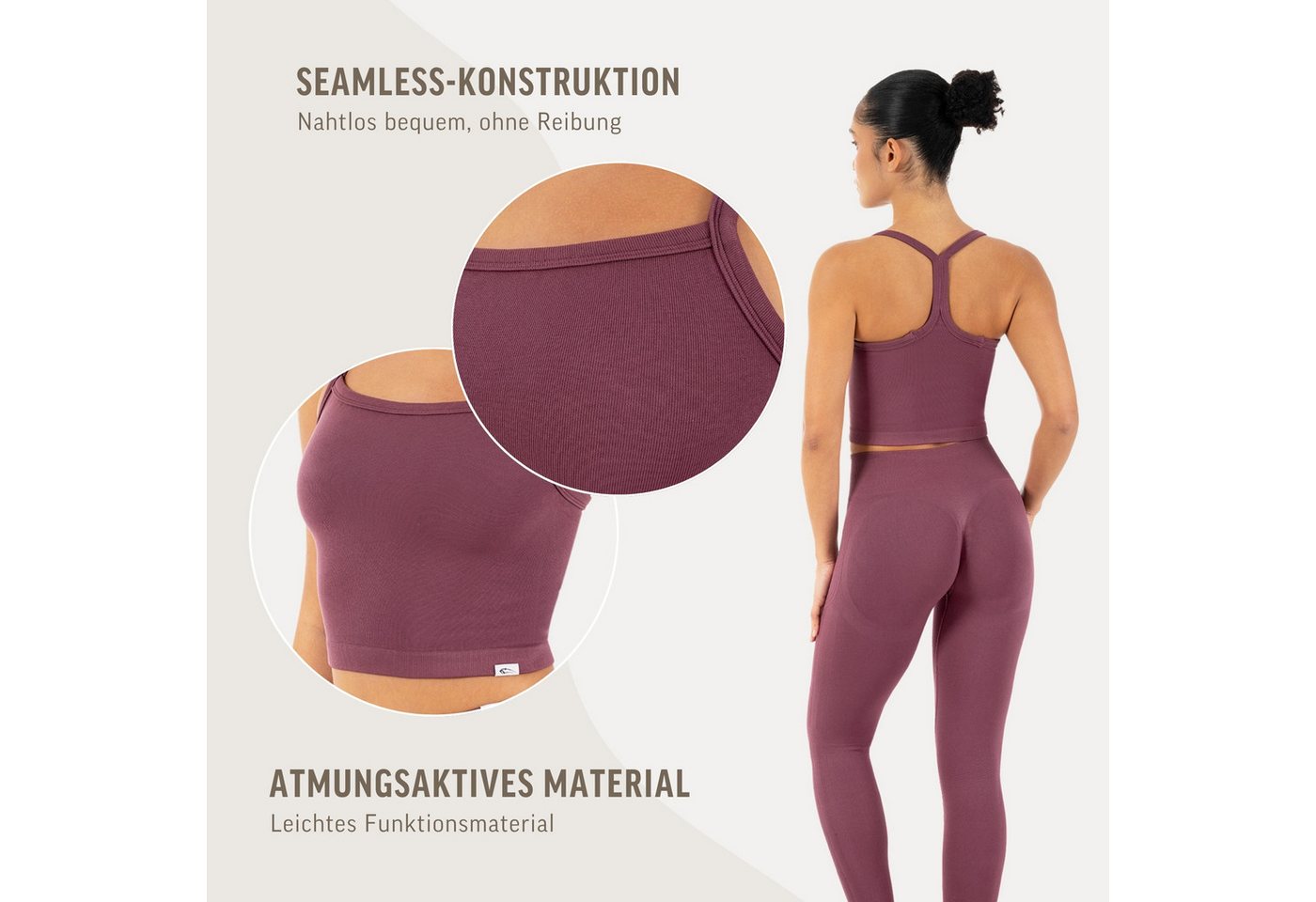 Smilodox Tanktop Vonda, Crop Top Damen, Sport-Top für Gym,Yoga & Freizeit Racerback, Seamless, Shaped Fit, Rundhals, atmungsaktiv – Bild 5 von 5