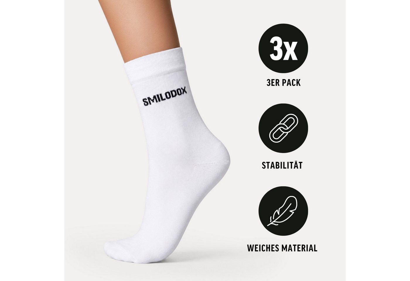Smilodox Tennissocken 3er Pack, Business Socken Unisex, Komfort, Stretch, Alltag & Sport atmungsaktiv, formstabil, nahtarm, hautfreundlich – Bild 2 von 5