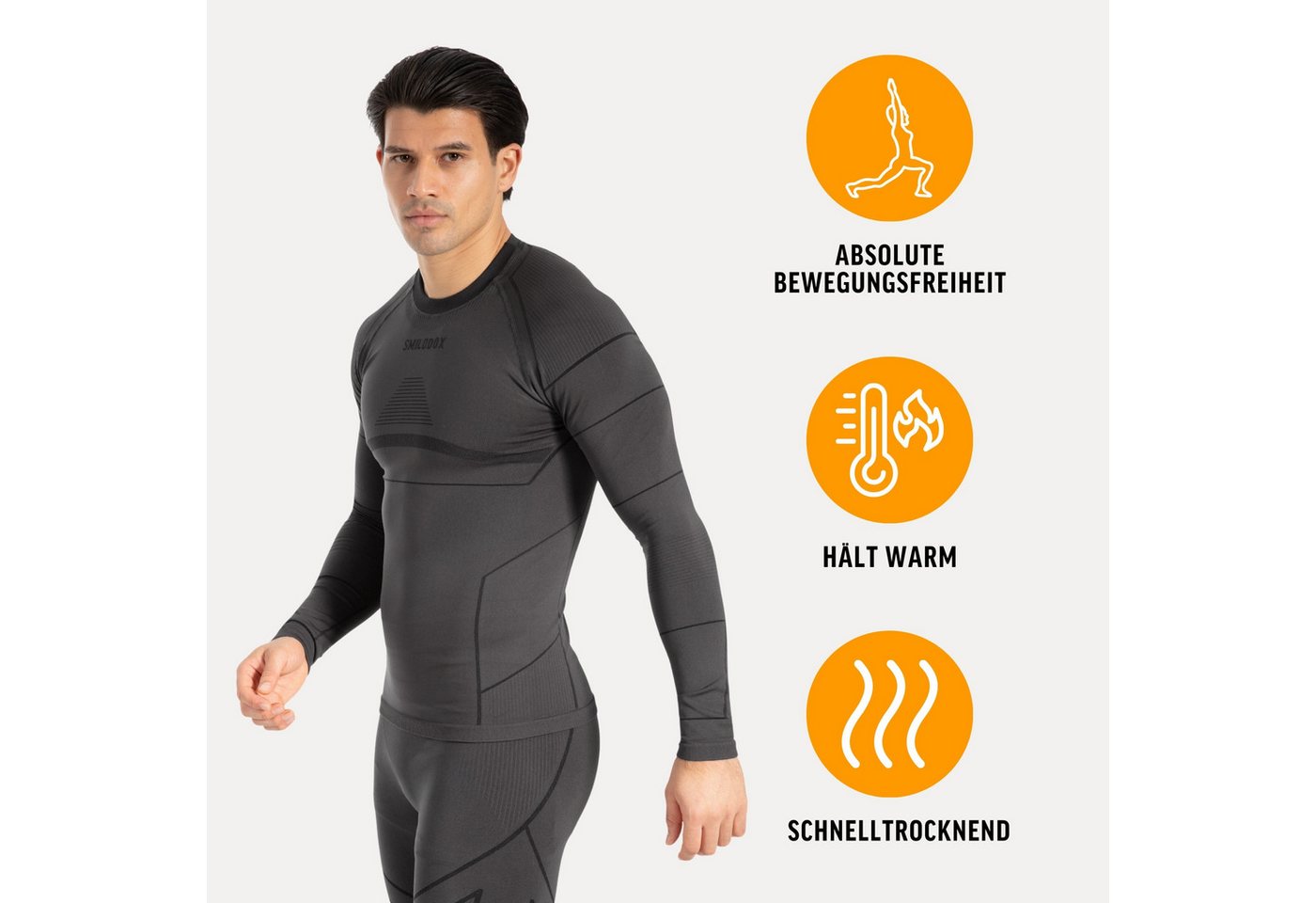 Smilodox Thermounterhemd Thermounterwäsche Set Herren - Funktionsunterwäsche - Thermowäsche Set ideal für Wintersportaktivitäten, atmungsaktiv, Seamless – Bild 2 von 5