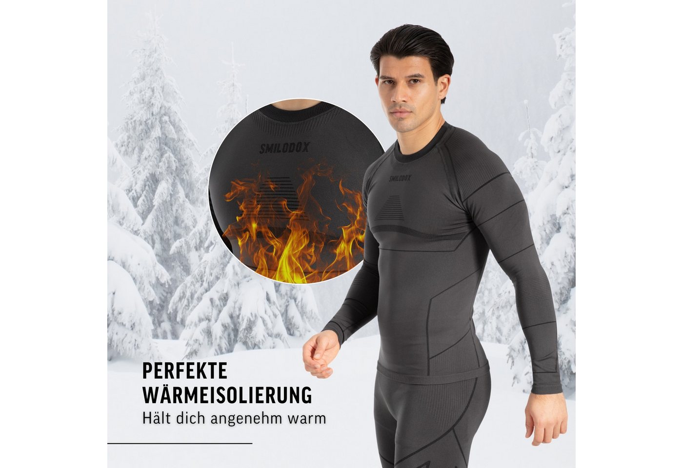 Smilodox Thermounterhemd Thermounterwäsche Set Herren - Funktionsunterwäsche - Thermowäsche Set ideal für Wintersportaktivitäten, atmungsaktiv, Seamless – Bild 4 von 5