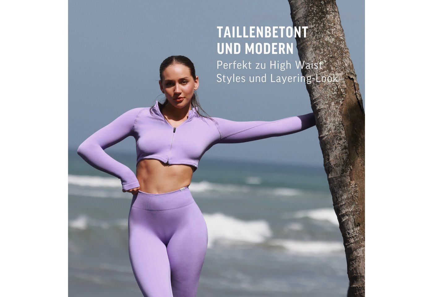Smilodox Trainingsjacke Harly, Seamless Cropped Sportjacke, Reißverschluss & Daumenlöchern mit Stehkragen, Sport, Warm-up, Freizeit, Layering, Yoga, Training – Bild 3 von 5