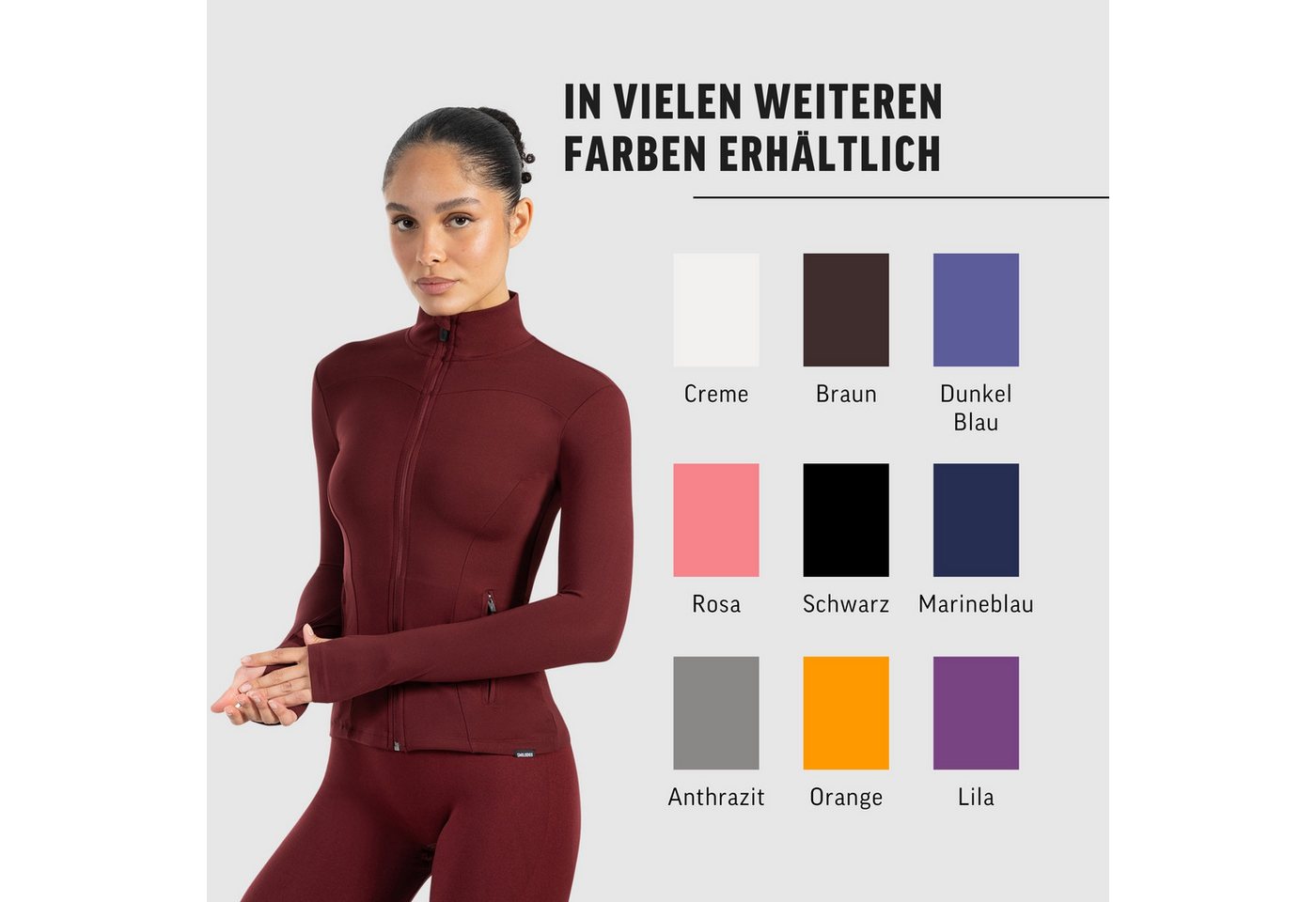 Smilodox Trainingsjacke Kenna, Sportjacke mit tailliertem Schnitt, Windbreaker Laufjacke Sport Oberteil Daumenlöcher Activewear Atmungsaktiv Freizeit Fitness – Bild 4 von 5