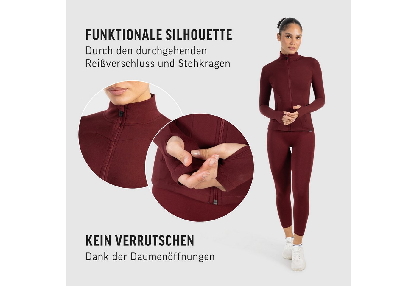 Smilodox Trainingsjacke Kenna, Sportjacke mit tailliertem Schnitt, Windbreaker Laufjacke Sport Oberteil Daumenlöcher Activewear Atmungsaktiv Freizeit Fitness – Bild 5 von 5