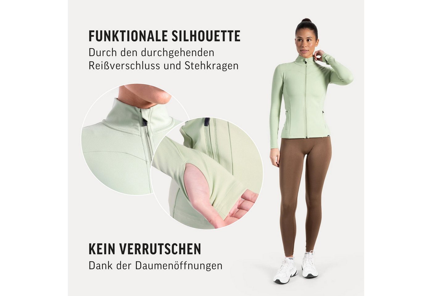 Smilodox Trainingsjacke Kenna, Sportjacke mit tailliertem Schnitt, Windbreaker Laufjacke Sport Oberteil Daumenlöcher Activewear Atmungsaktiv Freizeit Fitness – Bild 5 von 5