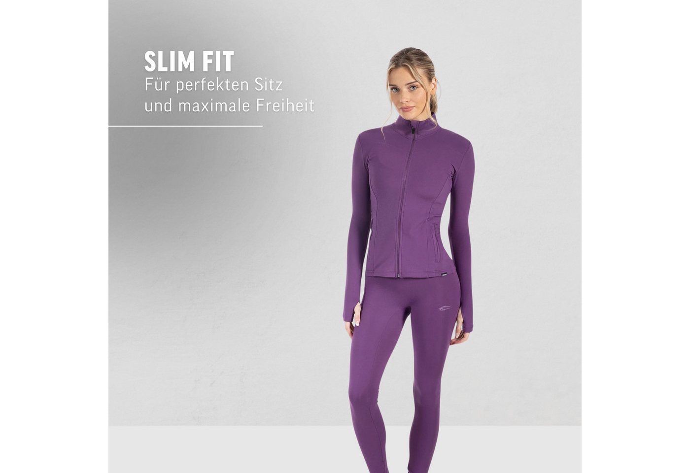 Smilodox Trainingsjacke Kenna, Sportjacke mit tailliertem Schnitt, Windbreaker Laufjacke Sport Oberteil Daumenlöcher Activewear Atmungsaktiv Freizeit Fitness – Bild 3 von 5