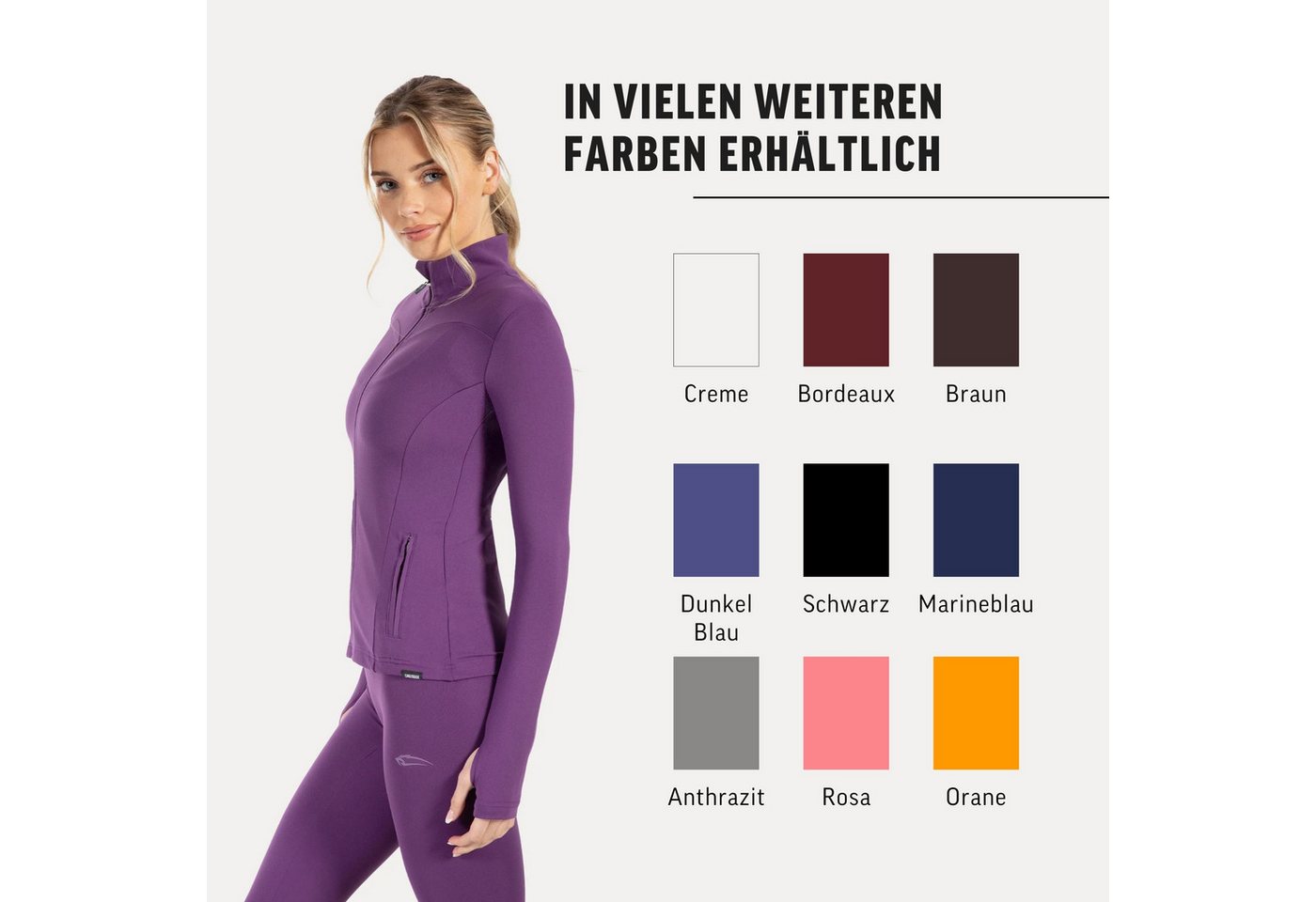 Smilodox Trainingsjacke Kenna, Sportjacke mit tailliertem Schnitt, Windbreaker Laufjacke Sport Oberteil Daumenlöcher Activewear Atmungsaktiv Freizeit Fitness – Bild 4 von 5