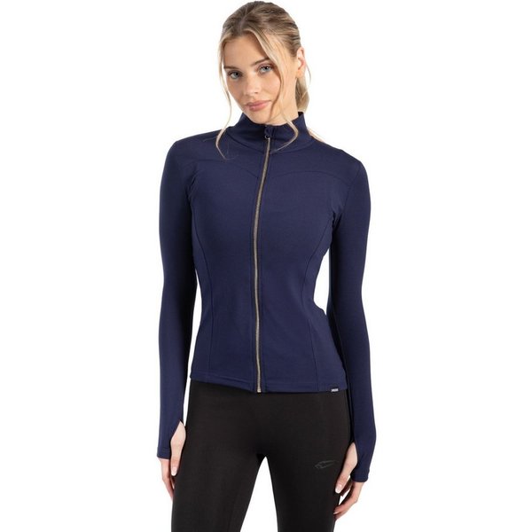 Smilodox Trainingsjacke Kenna Gold, Figurbetonte Sportjacke mit 3D Rubber Print, Stehkragen Goldener Reißverschluss formende Nähte atmungsaktive Laufjacke