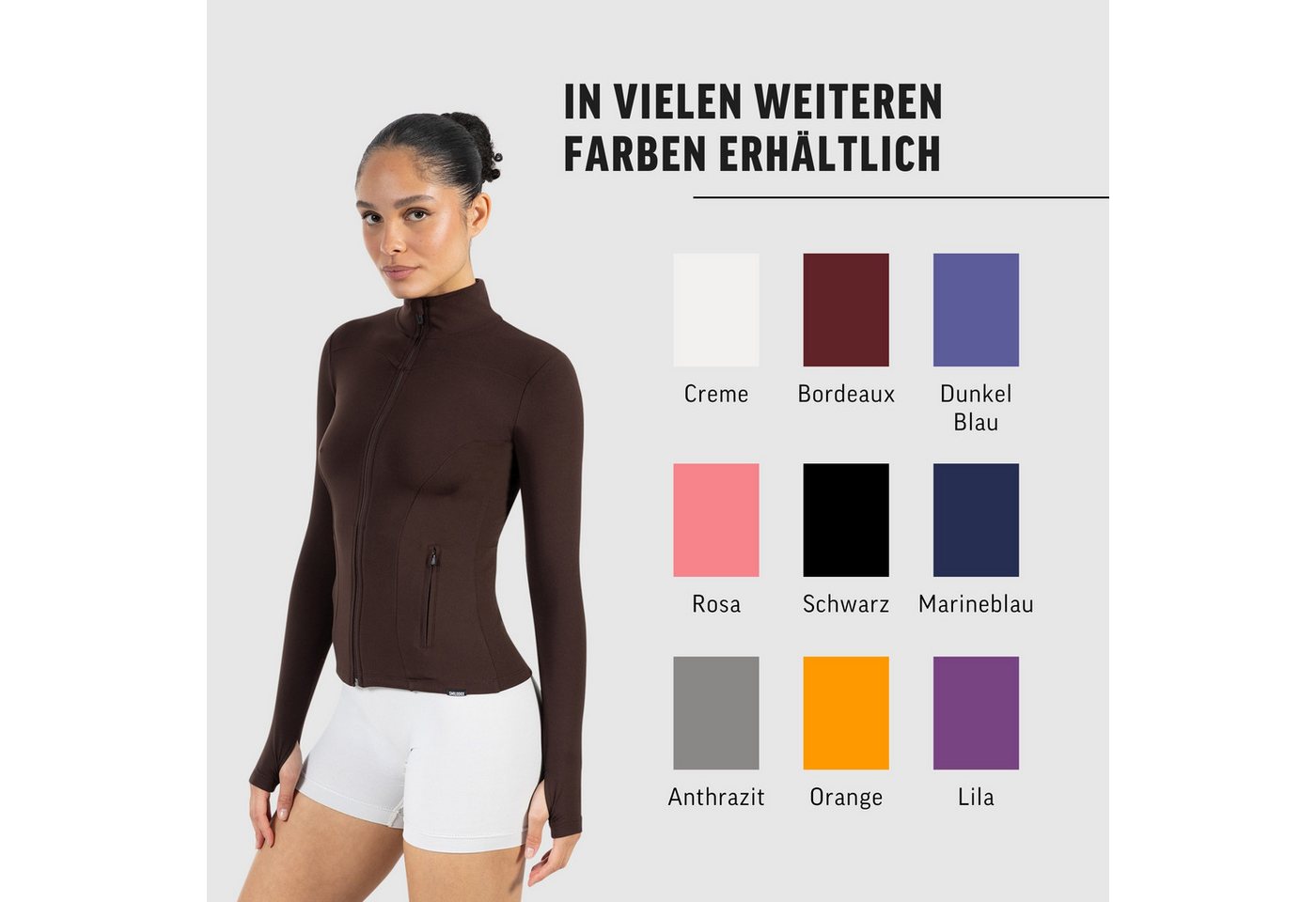 Smilodox Trainingsjacke Kenna, Sportjacke mit tailliertem Schnitt, Windbreaker Laufjacke Sport Oberteil Daumenlöcher Activewear Atmungsaktiv Freizeit Fitness – Bild 4 von 5