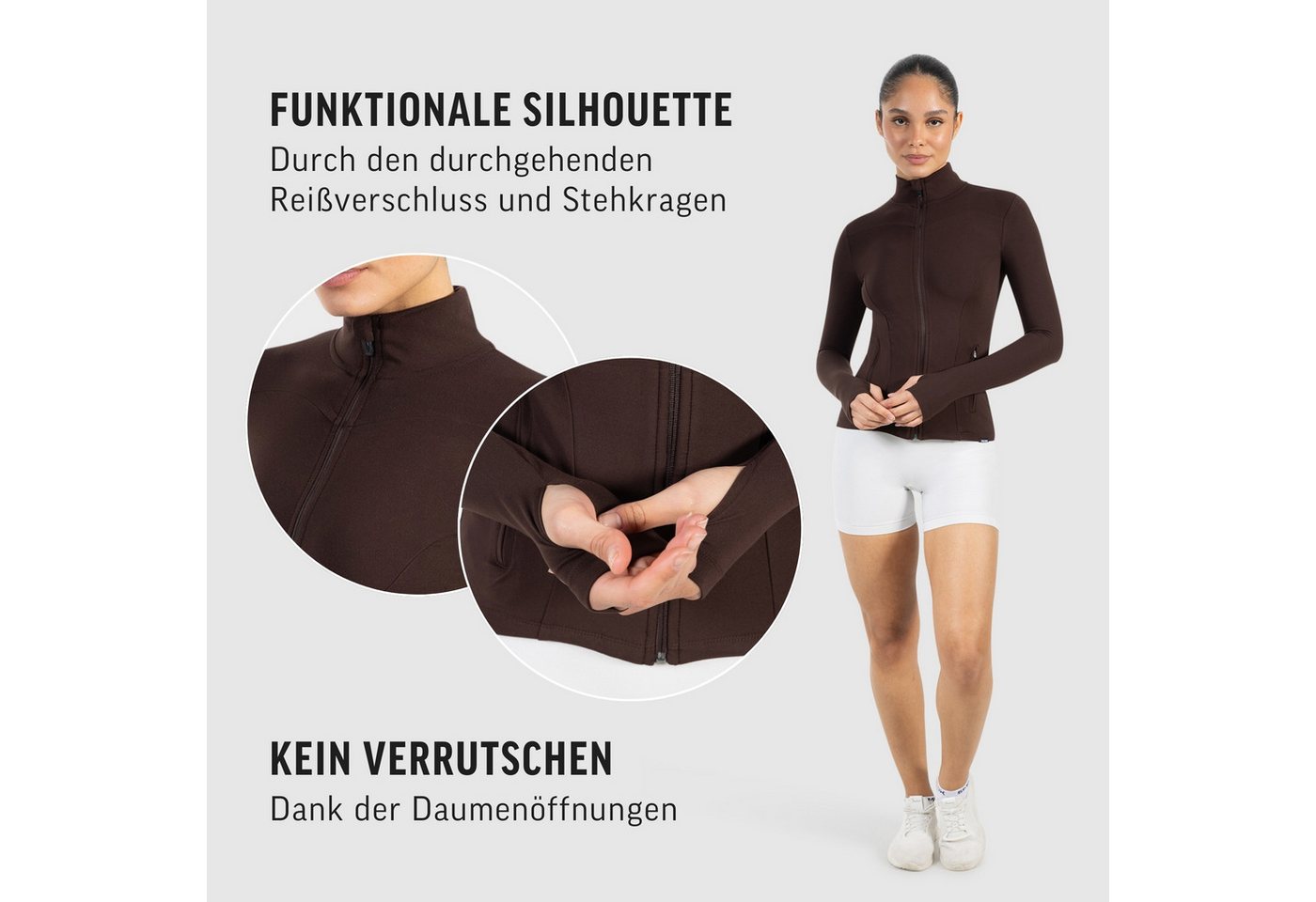 Smilodox Trainingsjacke Kenna, Sportjacke mit tailliertem Schnitt, Windbreaker Laufjacke Sport Oberteil Daumenlöcher Activewear Atmungsaktiv Freizeit Fitness – Bild 5 von 5