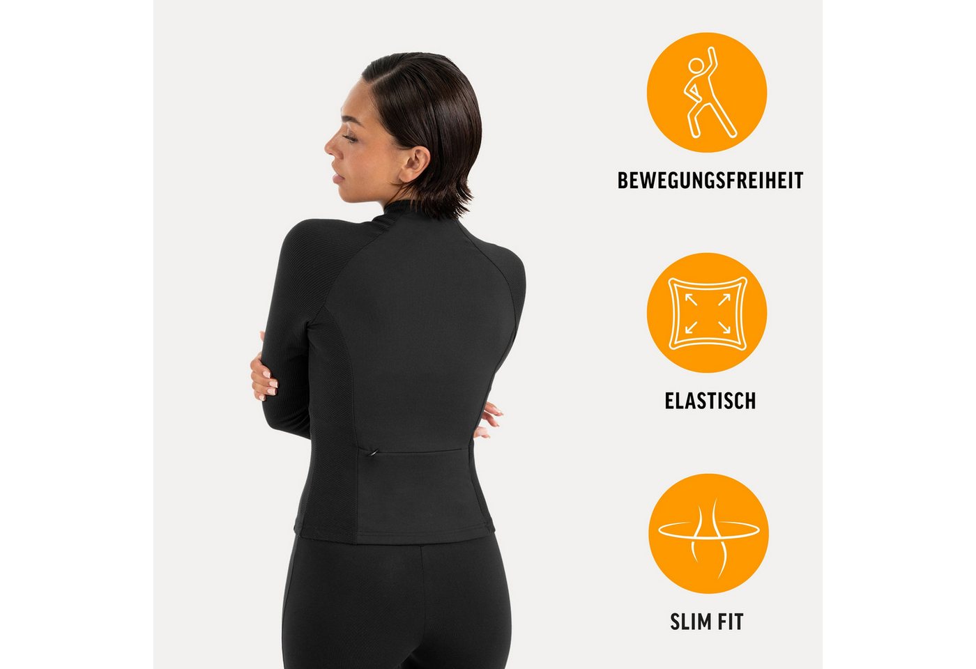 Smilodox Trainingsjacke Solvea Damen, Sportjacke, Shaped Fit, Gymkleidung, Sportjacke Figurbetont, Stehkragen, Reißverschluss, Jacke für Fitness, Yoga – Bild 2 von 5
