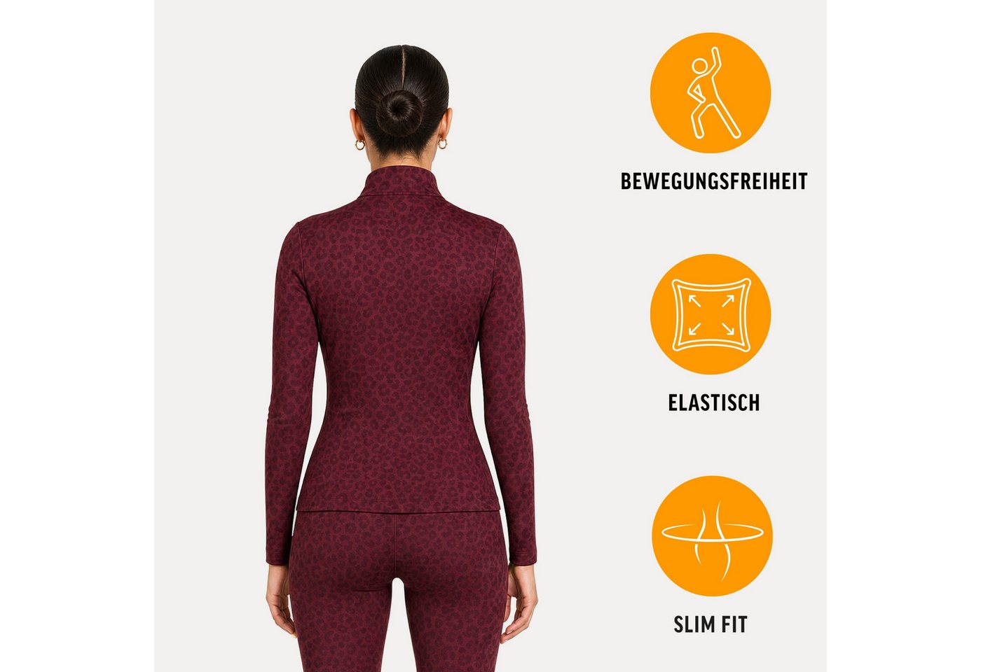 Smilodox Trainingsjacke Velvara, Sportjacke mit Leo-Muster, Sportjacke für Gym & Freizeit Leo-Print, elastisches Perfomance Material, Stehkragen, Fitness – Bild 2 von 5