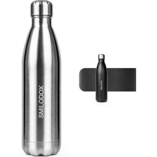 Smilodox Trinkflasche Sveltis, 750ml Edelstahl Thermoflasche, BPA-frei, 100% Auslaufsicher, Schlanke Form, Edelstahl, Thermofunktion, für Büro, Gym & Alltag