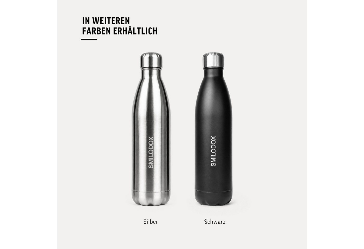 Smilodox Trinkflasche Sveltis, 750ml Edelstahl Thermoflasche, BPA-frei, 100% Auslaufsicher, Schlanke Form, Edelstahl, Thermofunktion, für Büro, Gym & Alltag – Bild 4 von 5
