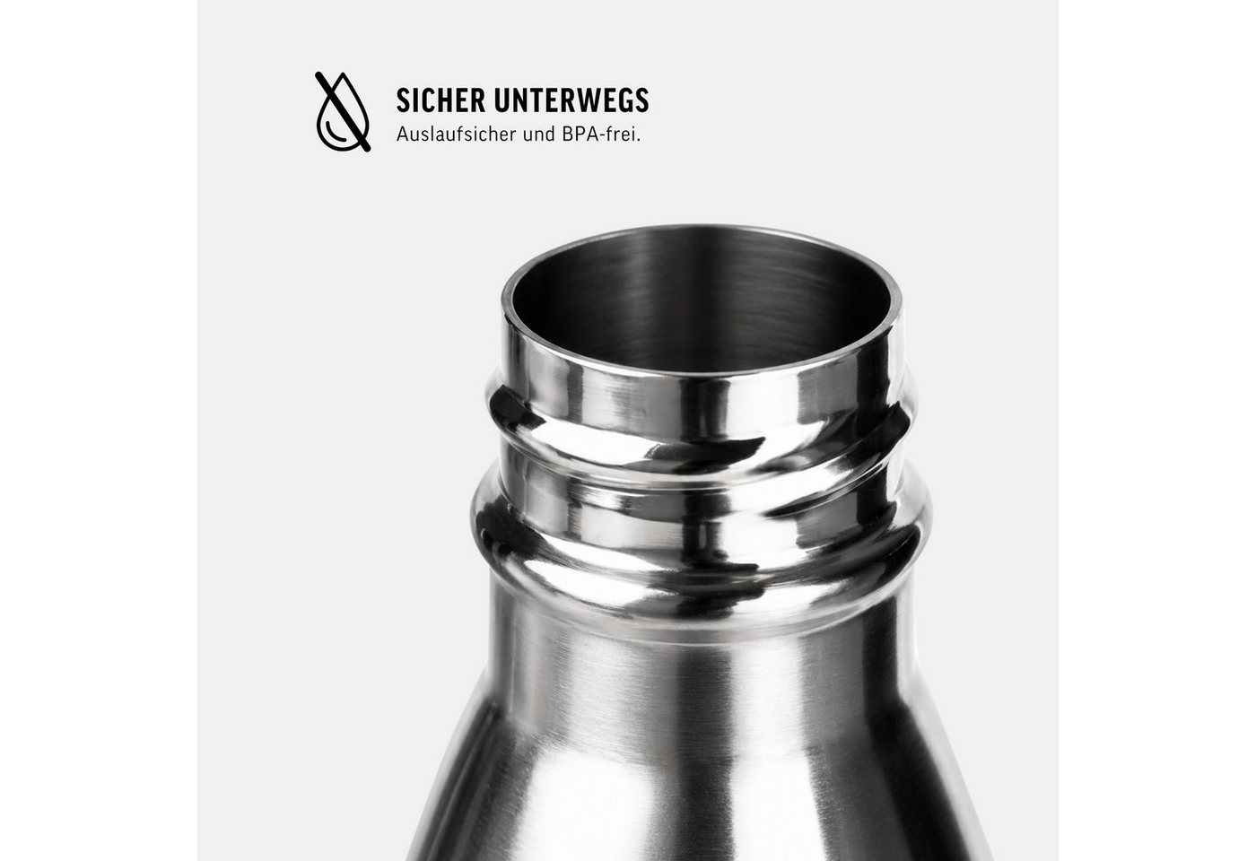 Smilodox Trinkflasche Sveltis, 750ml Edelstahl Thermoflasche, BPA-frei, 100% Auslaufsicher, Schlanke Form, Edelstahl, Thermofunktion, für Büro, Gym & Alltag – Bild 5 von 5