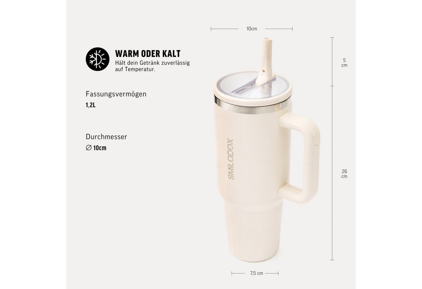 Smilodox Trinkflasche Termis Edelstahl Thermobecher, 1,2 Liter Trinkbecher, 100% auslaufsicher, BPA-frei, Unisex Design, für Büro, Gym & Alltag – Bild 2 von 5