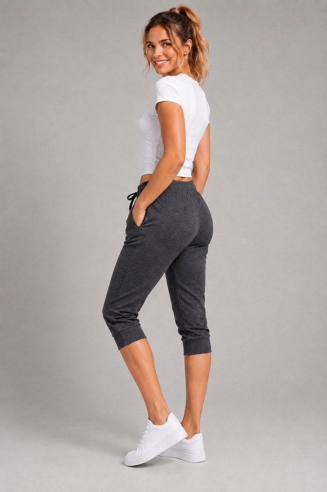 Smith & Solo 3/4-Hose Damen - Jogginghose, kurze Hose, Caprihose Elastikbund mit Kordelzug – Bild 5 von 5