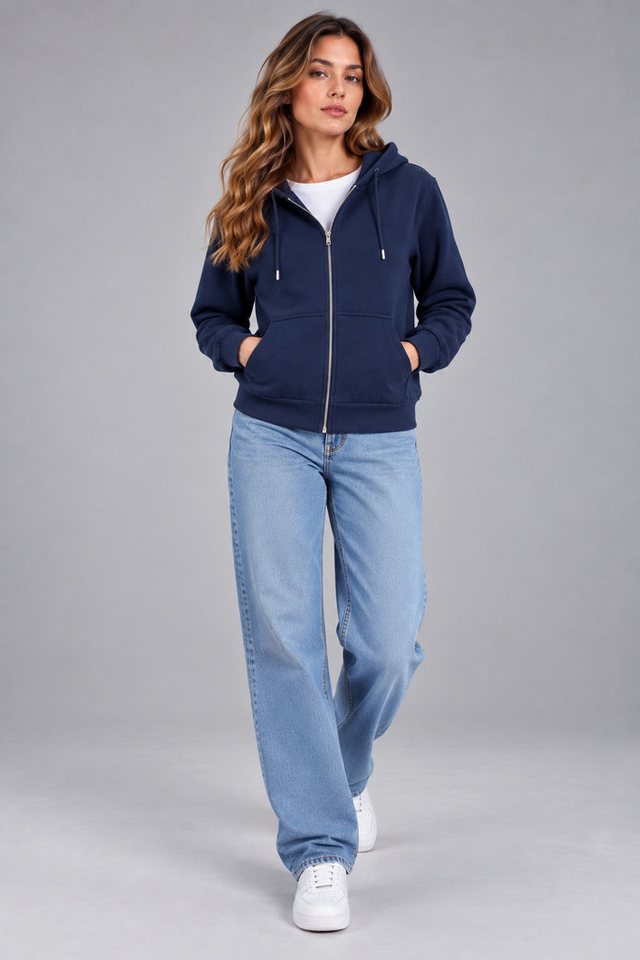 Smith & Solo Kapuzenpullover Damen - Sweatshirt mit Reißverschluss Zipper Hoodie Kapuzensweatjacke – Bild 4 von 5