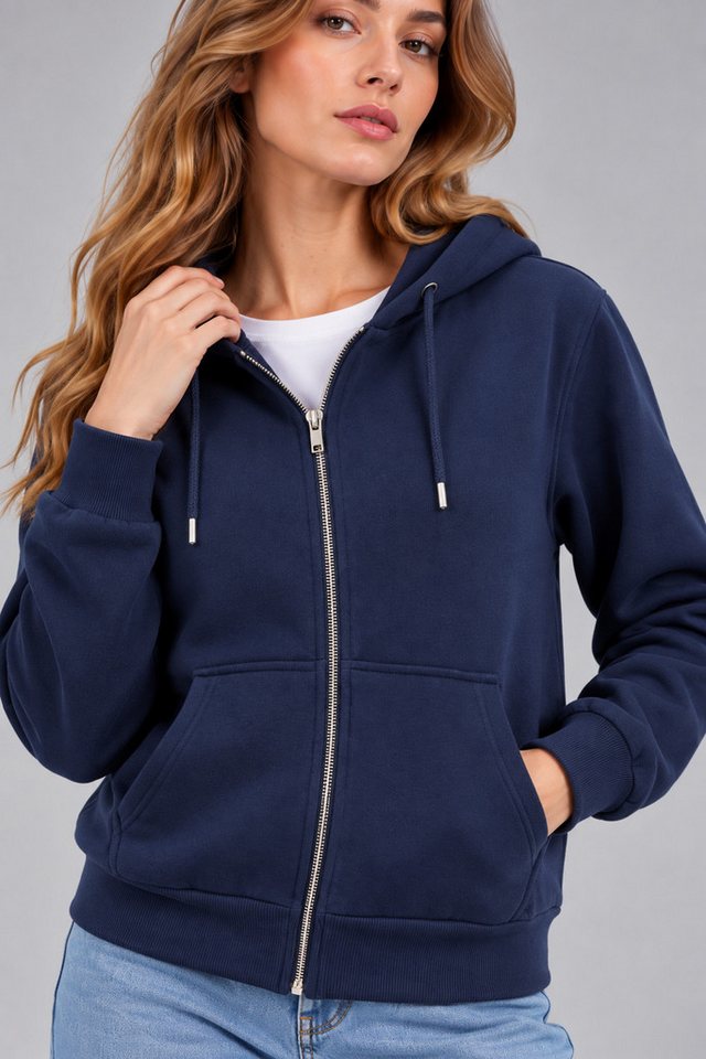 Smith & Solo Kapuzenpullover Damen - Sweatshirt mit Reißverschluss Zipper Hoodie Kapuzensweatjacke – Bild 5 von 5