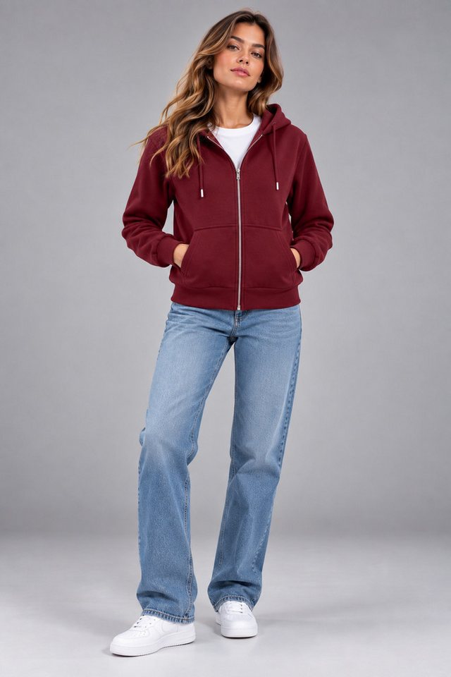 Smith & Solo Kapuzenpullover Damen - Sweatshirt mit Reißverschluss Zipper Hoodie Kapuzensweatjacke – Bild 4 von 5