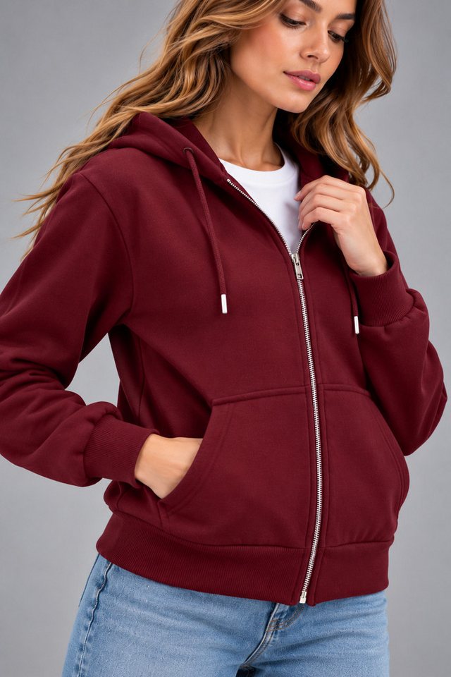 Smith & Solo Kapuzenpullover Damen - Sweatshirt mit Reißverschluss Zipper Hoodie Kapuzensweatjacke – Bild 5 von 5