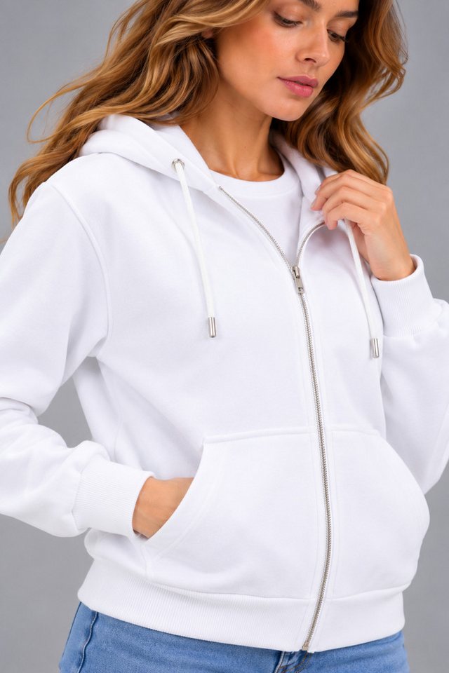 Smith & Solo Kapuzenpullover Damen - Sweatshirt mit Reißverschluss Zipper Hoodie Kapuzensweatjacke – Bild 5 von 5