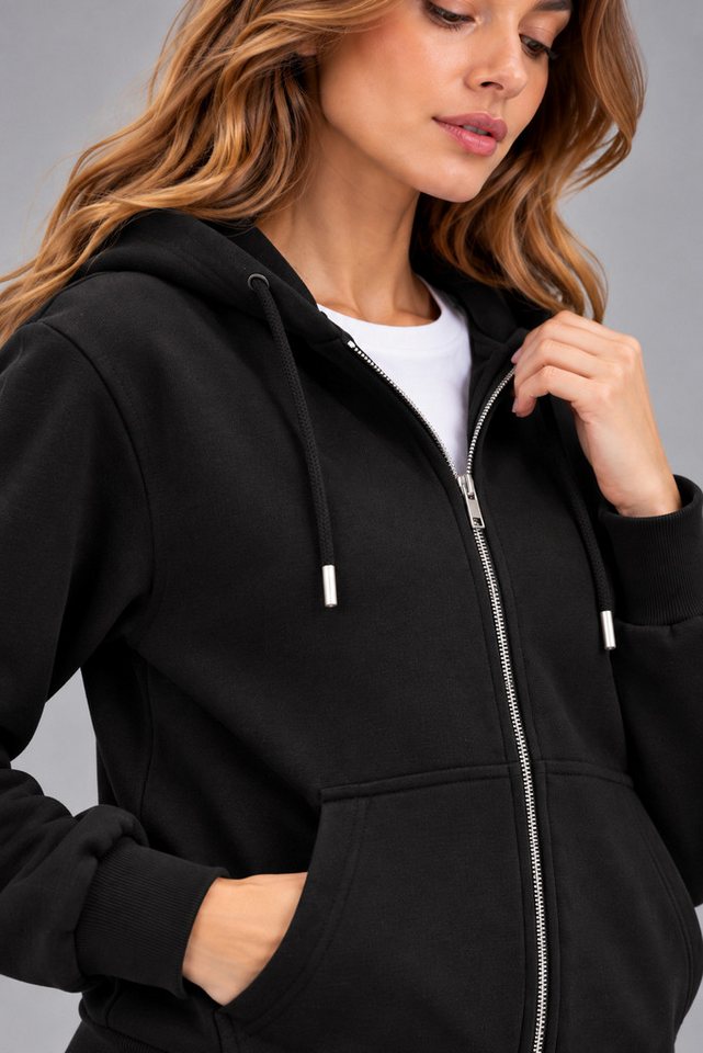 Smith & Solo Kapuzenpullover Damen - Sweatshirt mit Reißverschluss Zipper Hoodie Kapuzensweatjacke – Bild 5 von 5
