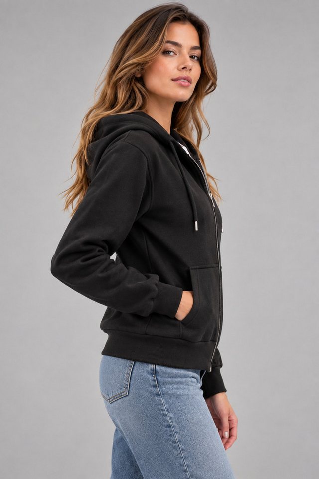 Smith & Solo Kapuzenpullover Damen - Sweatshirt mit Reißverschluss Zipper Hoodie Kapuzensweatjacke – Bild 2 von 5
